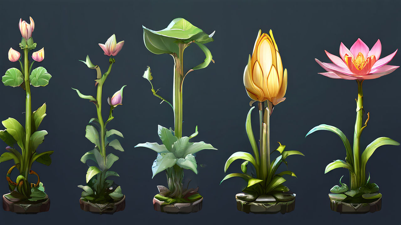 Concept art of fictional plants for a game Detailed digital ... by ...