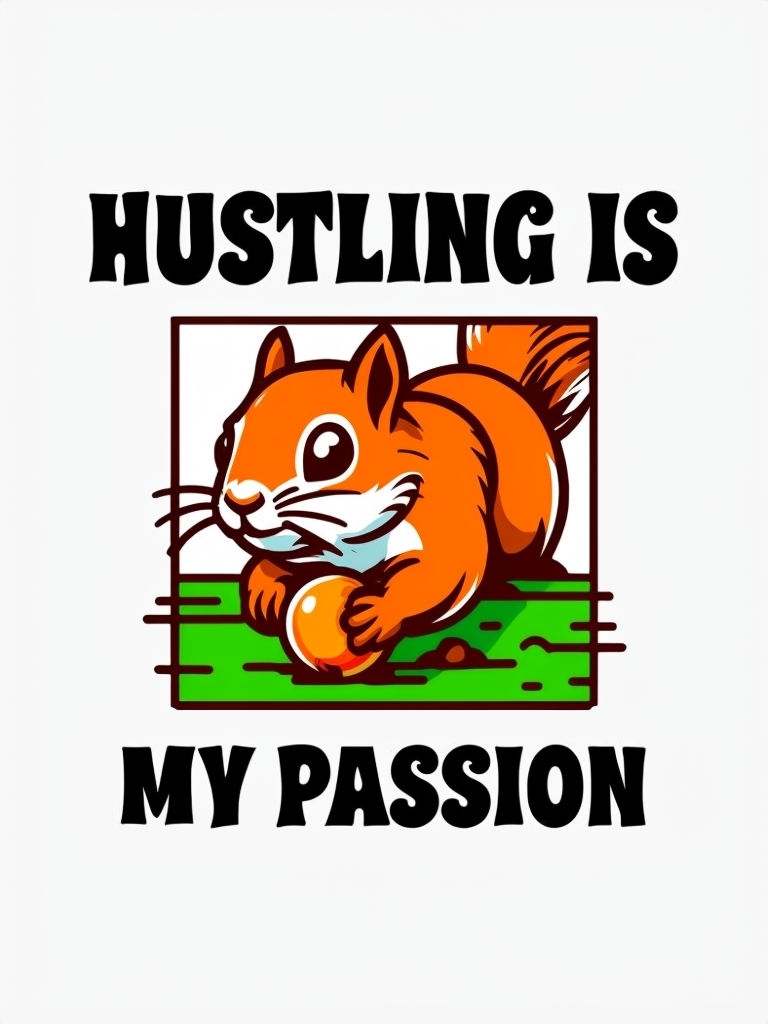 Hustling Is My Passion Cartoon Squirrel Illustration Meme