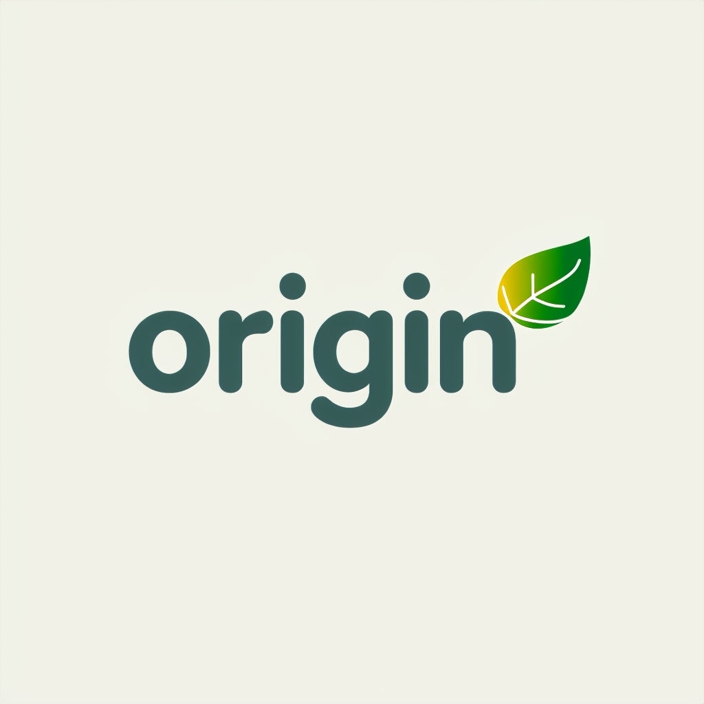 Modern Minimalist Origin Logo with Green Leaf Accent