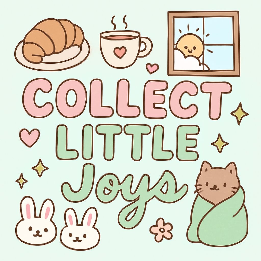 Cheerful Cartoon Illustration of Collect Little Joys Poster