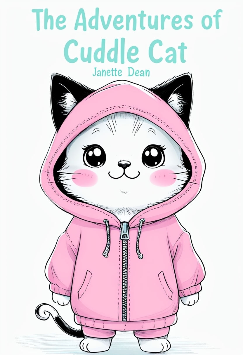 Adorable Cuddle Cat Character EBook Cover Design for Kids