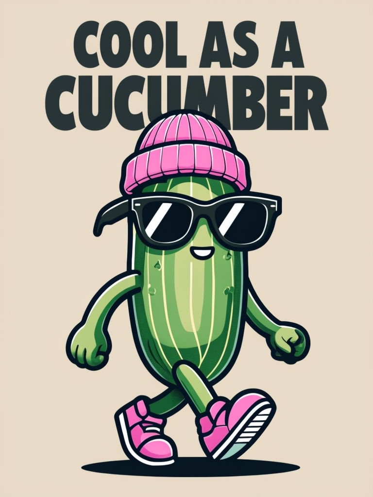 Cool as a Cucumber Cartoon Character T-Shirt