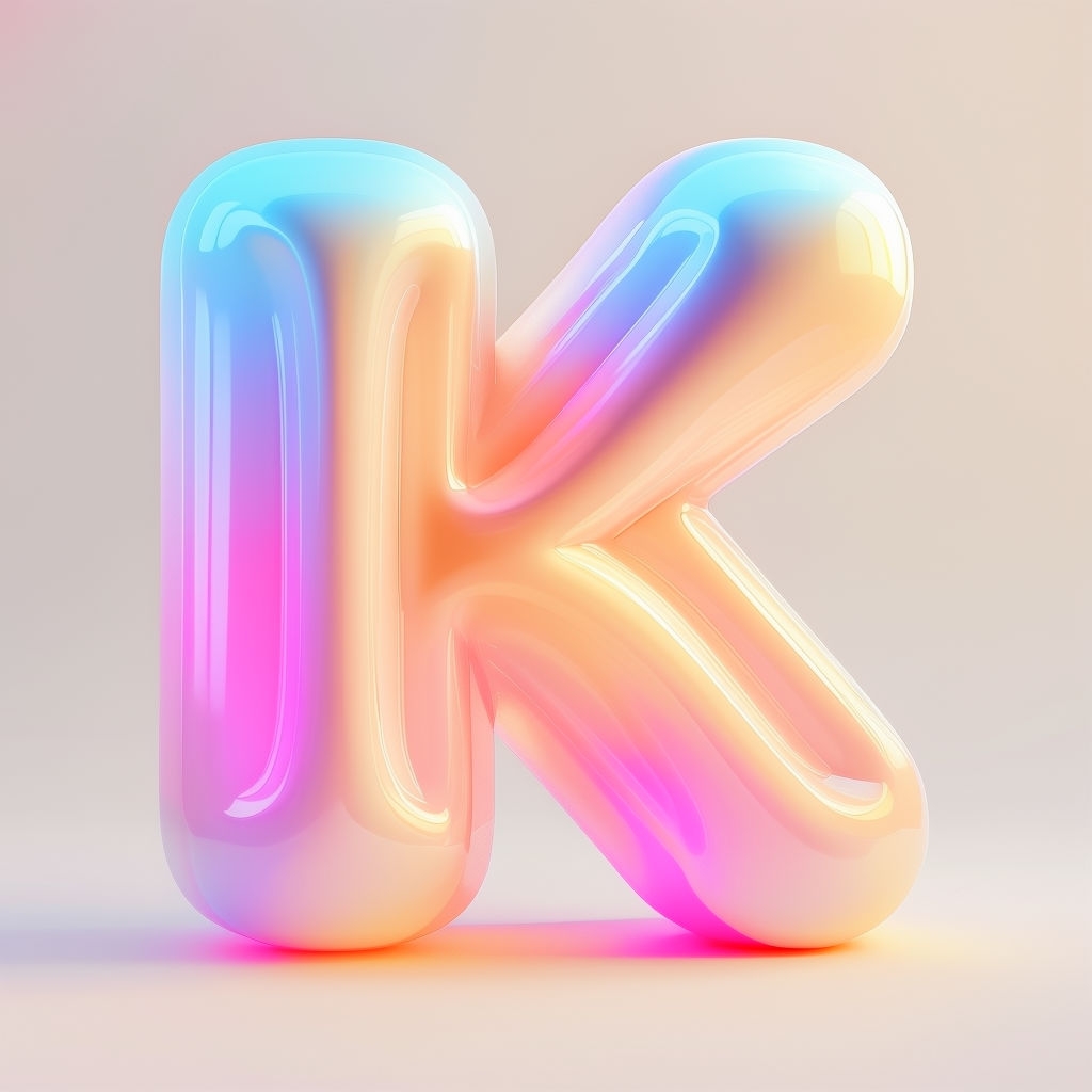 Futuristic 3D Gradient Letter K Monogram Design