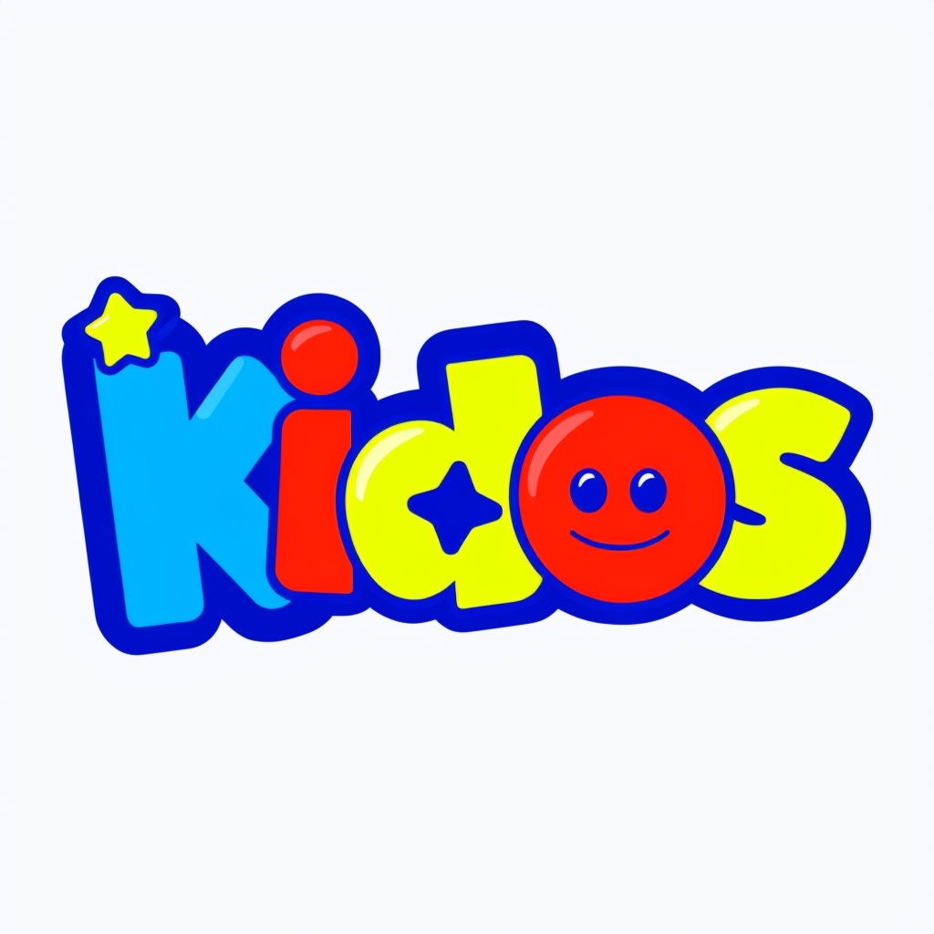 Vibrant Playful Kiddos Logo Design with Cartoon Typography Logo