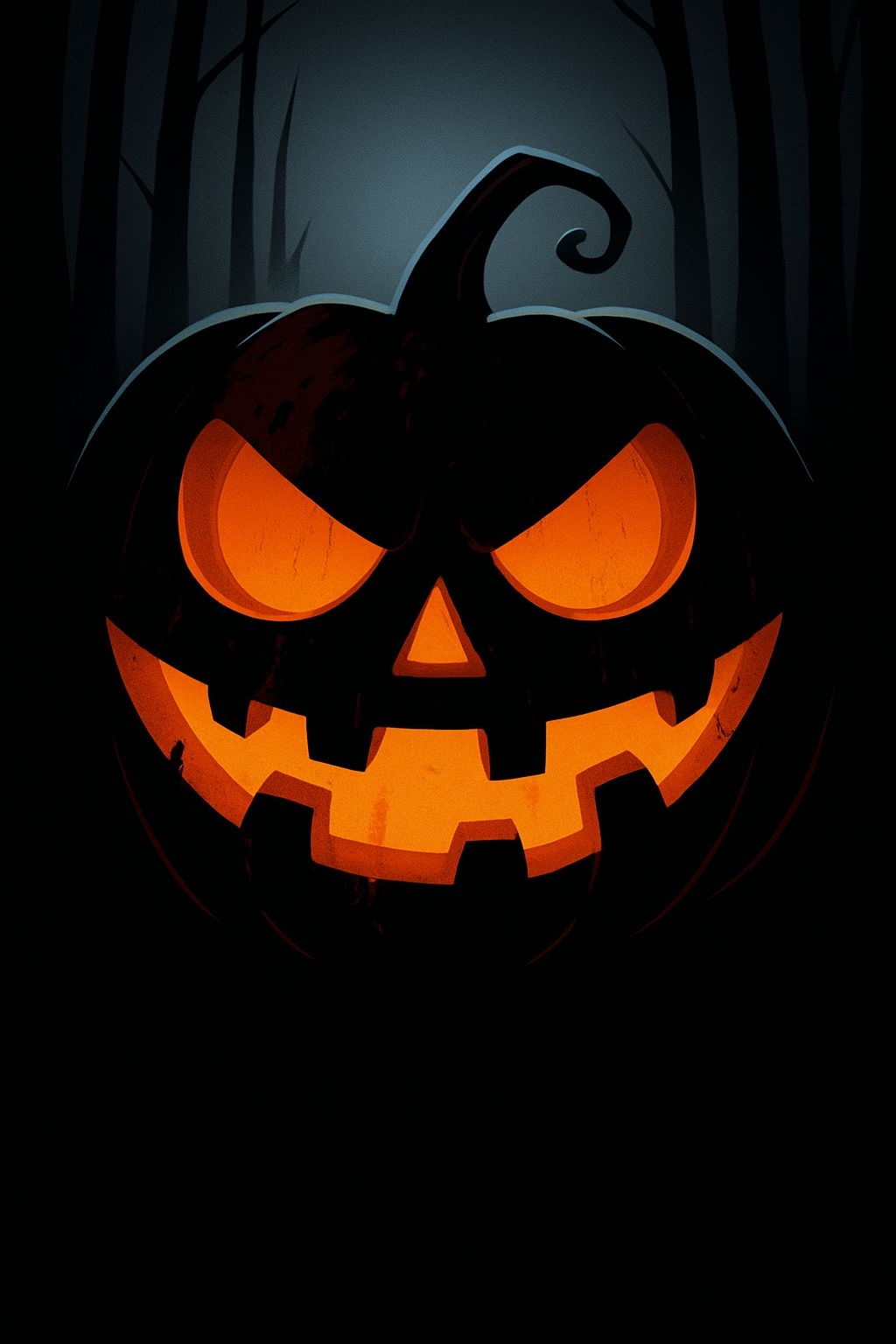 Eerie Neon Jack-o'-Lantern Halloween Art for Spooky Flyers