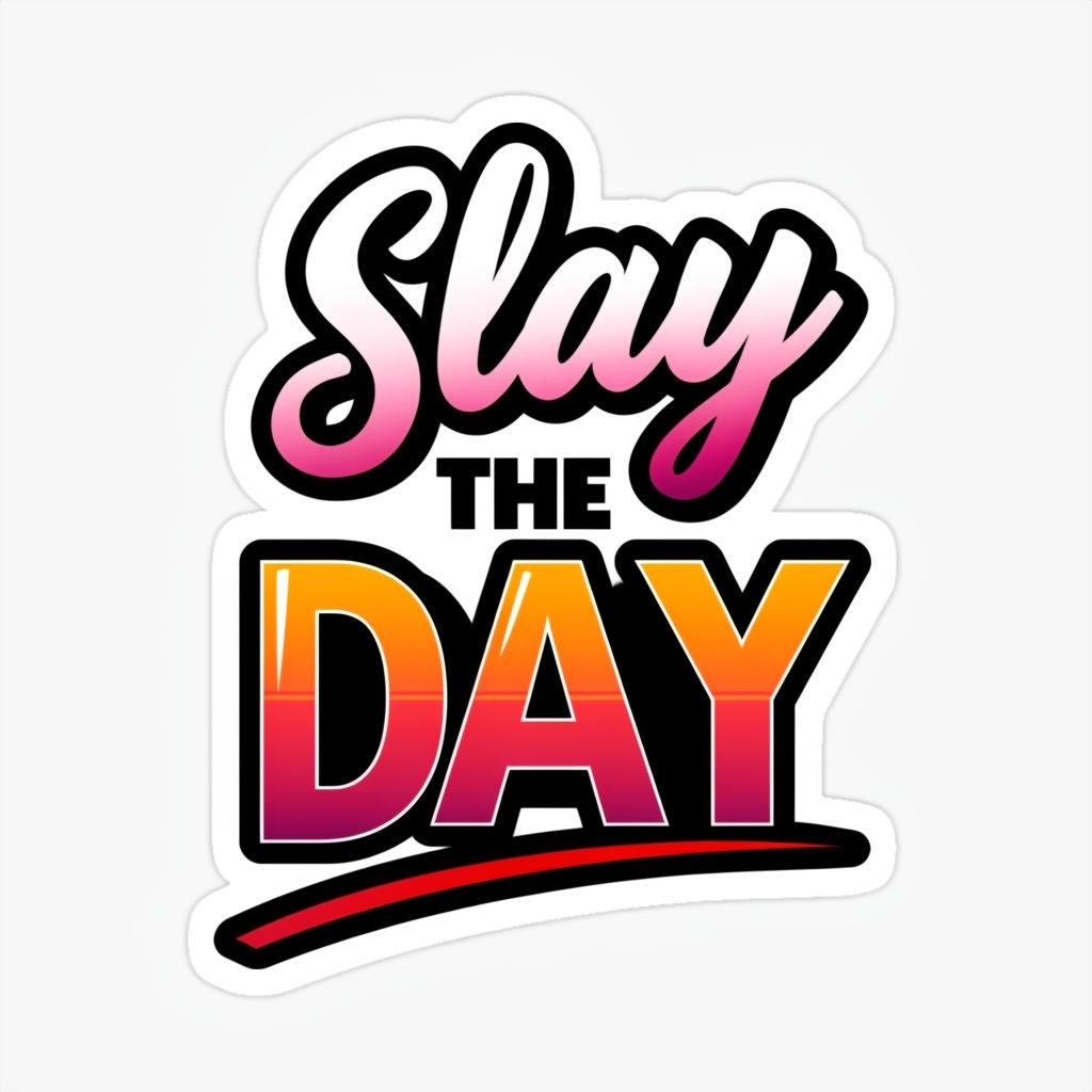 Vibrant 'Slay the Day' Motivational Sticker Design