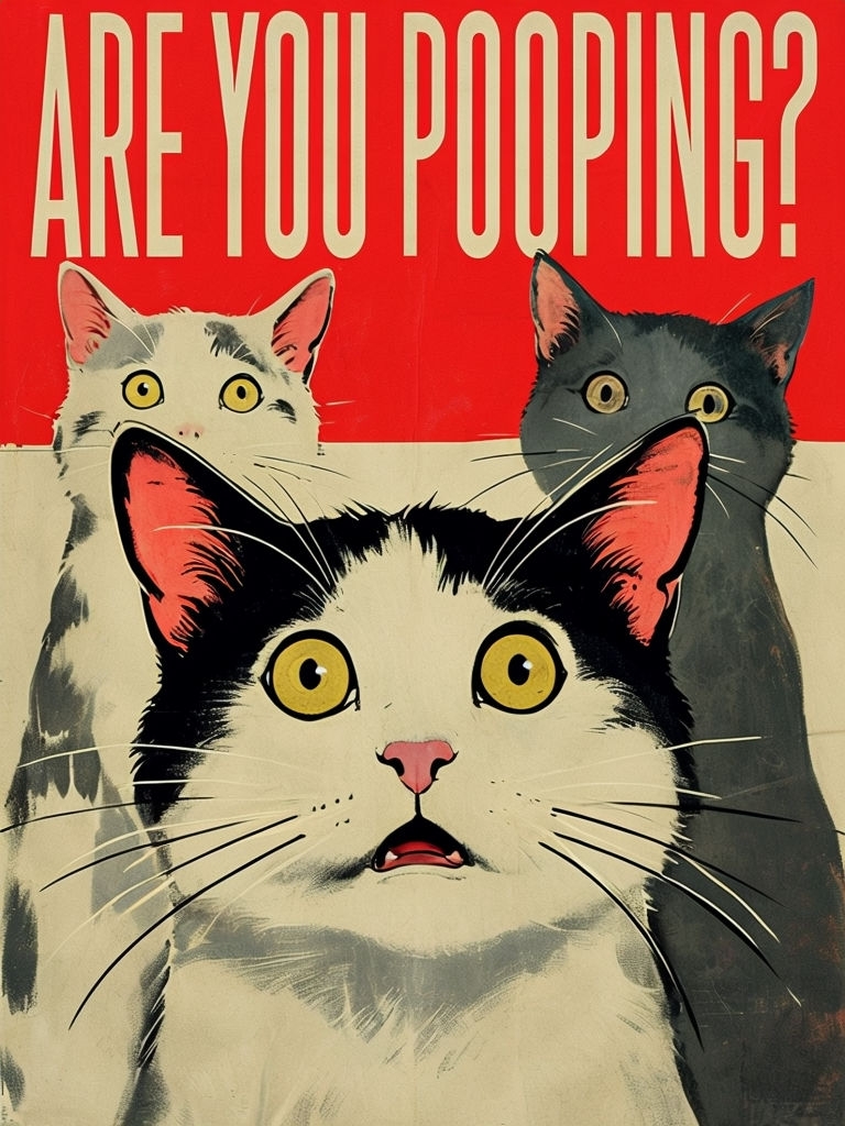 Vintage Cats Are You Pooping Humorous Poster