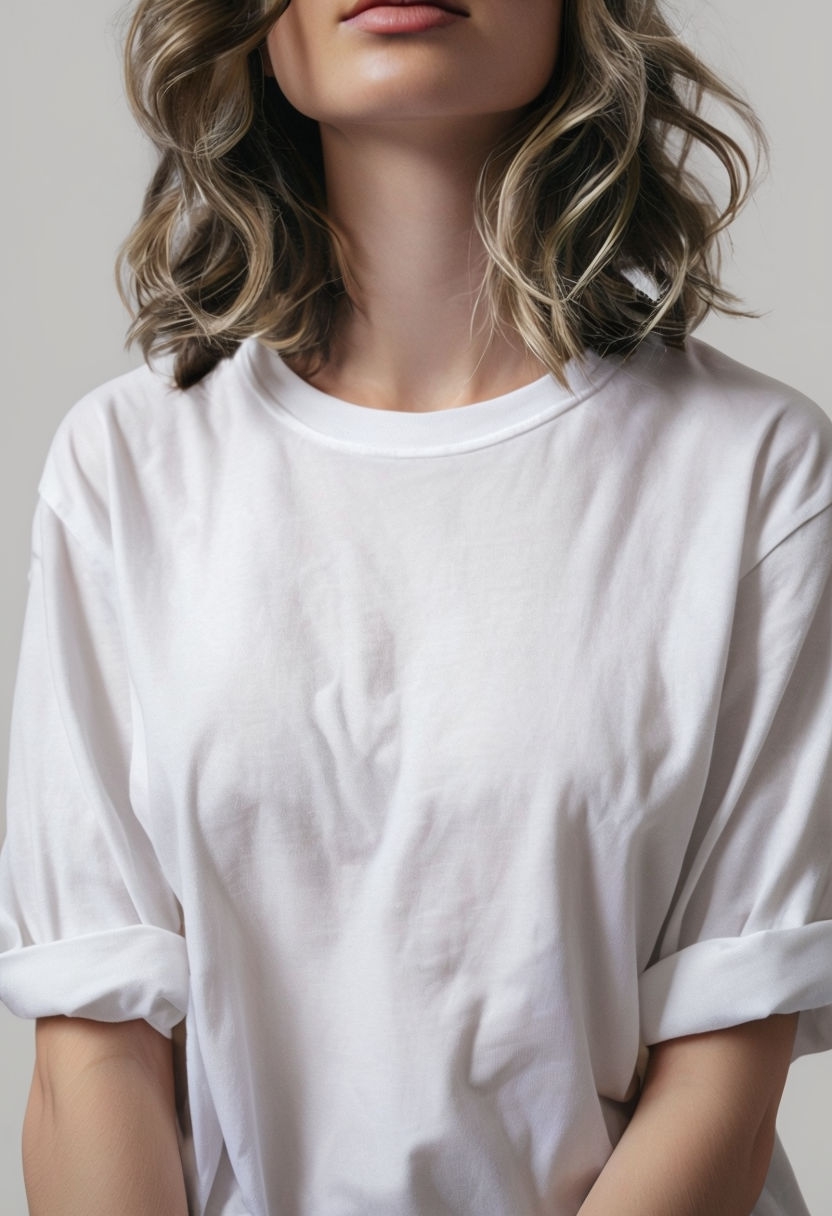 Close-Up Romantic White T-Shirt Fashion Photograph Mockup