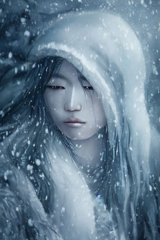 A portrait of Yuki-Onna in a snowstorm by Cinthia Cruzado - Playground