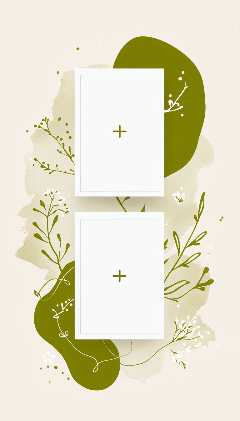 Minimalist Olive Green Frames with Abstract Plant Illustrations Social Media Post