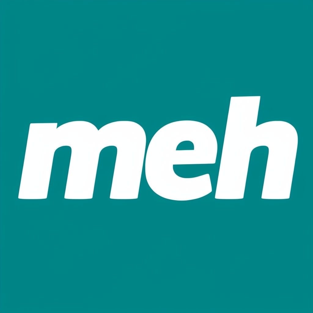 Minimalist 'meh' Text Design on Teal Background T-shirt