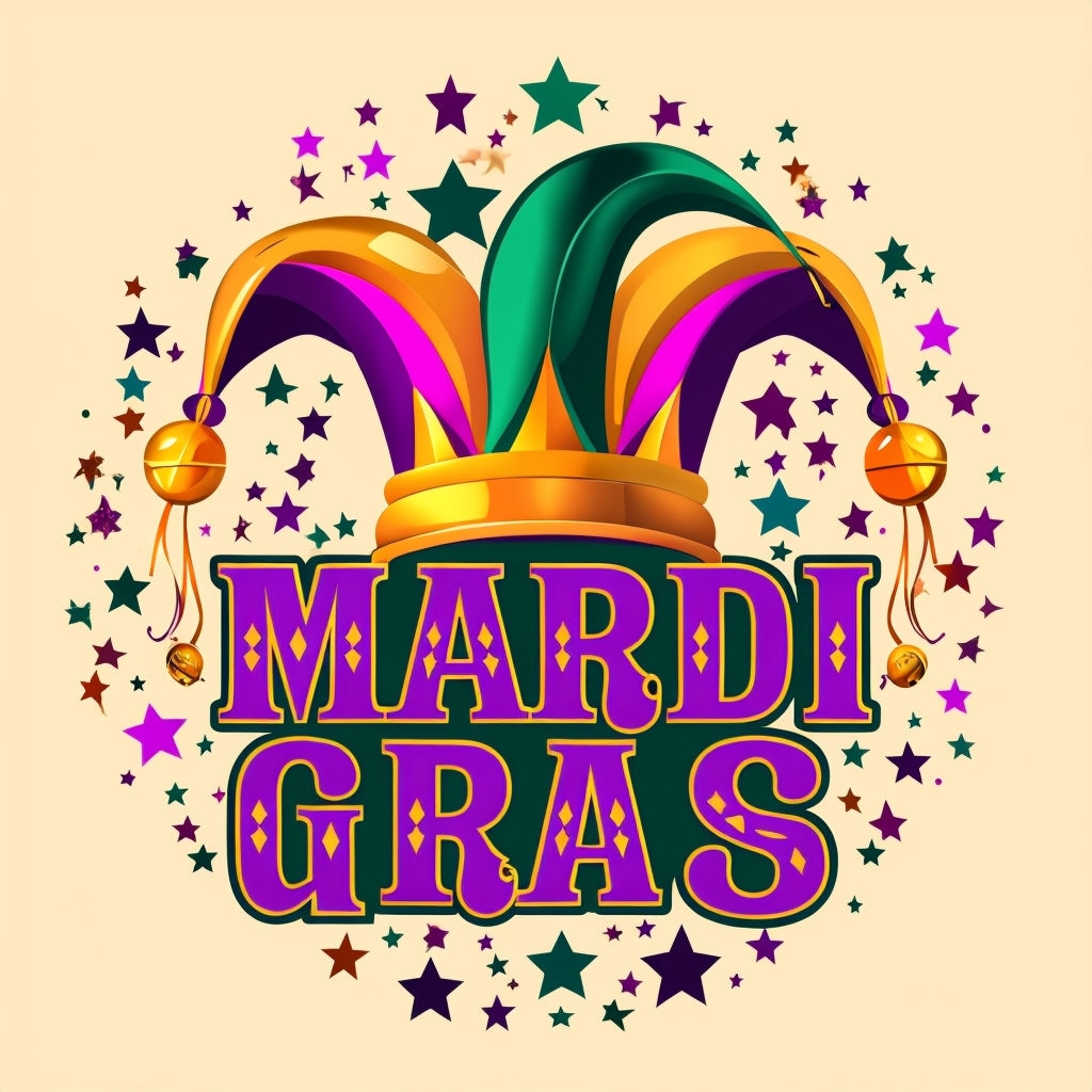 Vibrant Mardi Gras Jester Hat Graphic T-Shirt