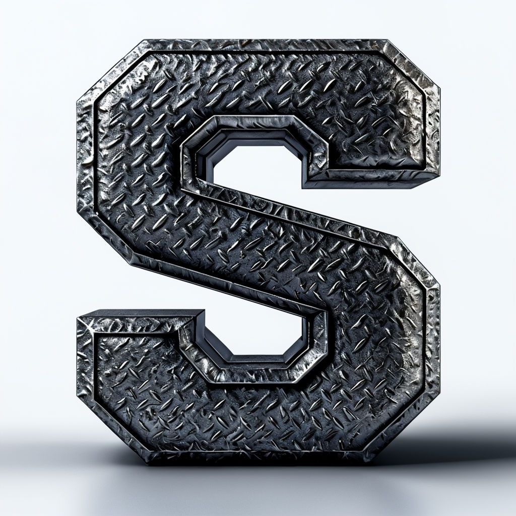 Striking Photorealistic 'S' Letter Monogram with Metallic Texture Monogram