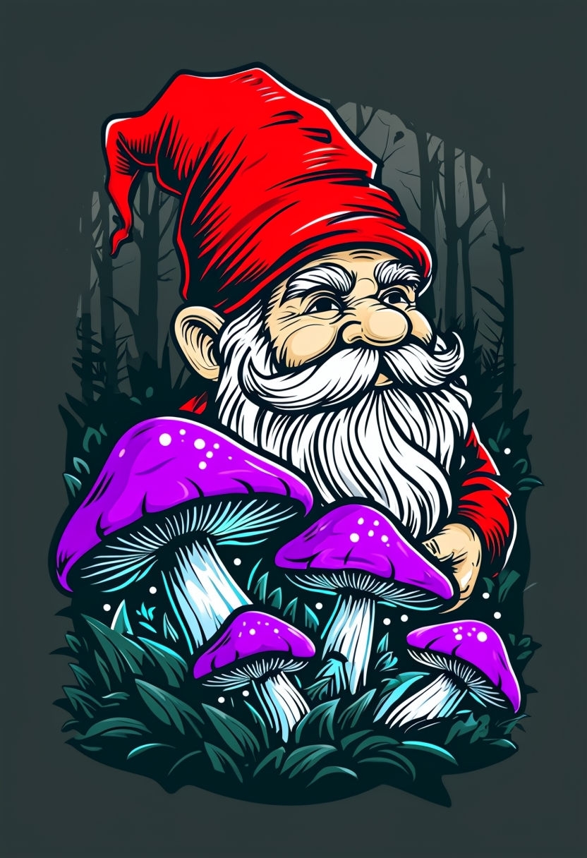 Whimsical Garden Gnome in a Magical Forest Poster