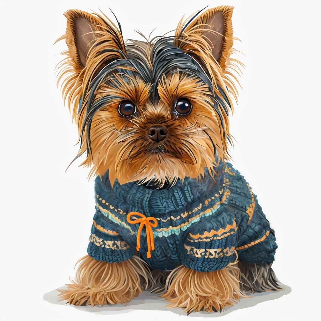 Adorable Yorkshire Terrier in Cozy Sweater Digital Sticker