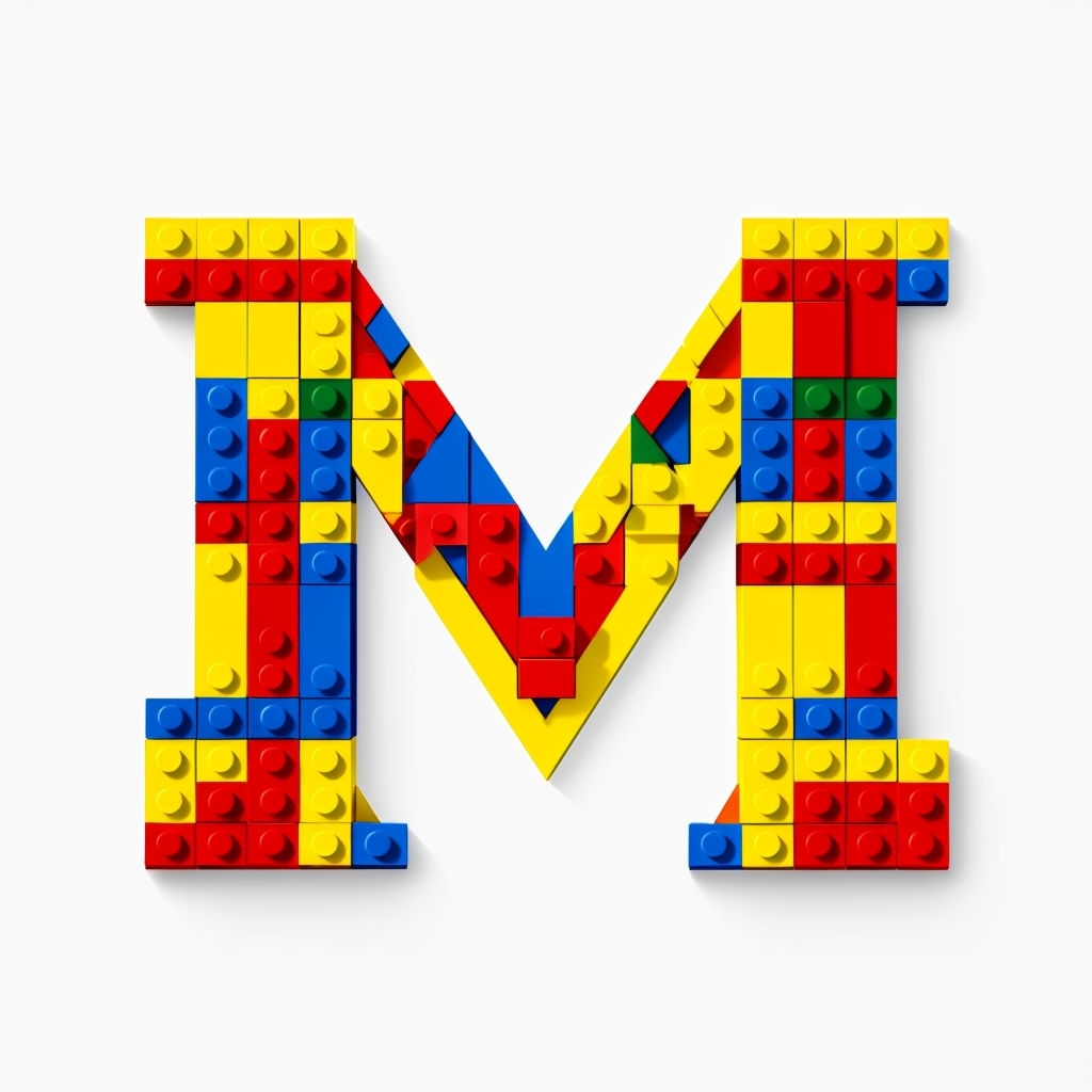 Colorful Interlocking Lego Bricks Monogram Letter M Design Monogram