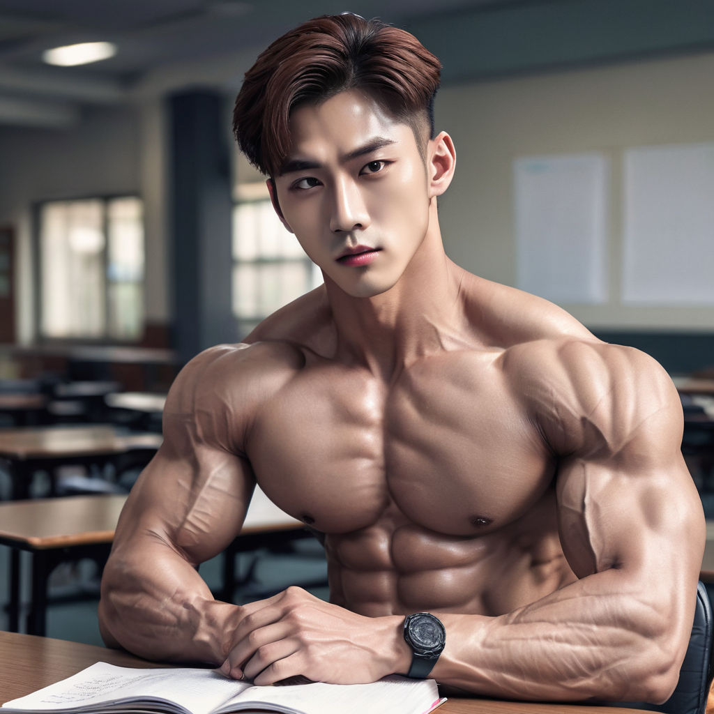 Handsome muscular anime guy