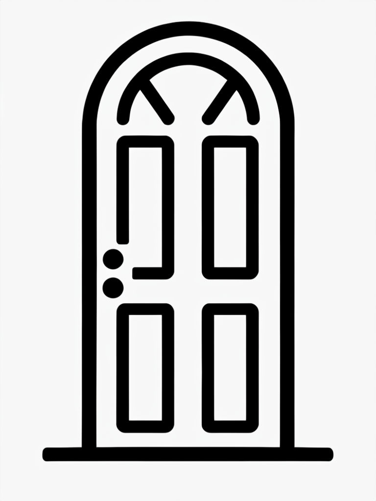 Minimalist Black Line Drawing of a Door Coloring Page
