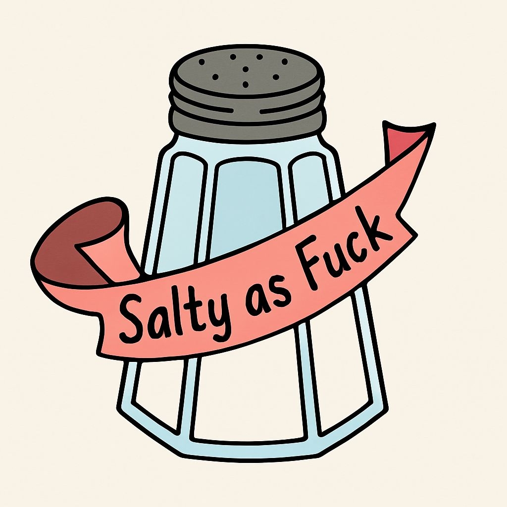 Salty as Fuck Cartoon Salt Shaker Illustration Sticker
