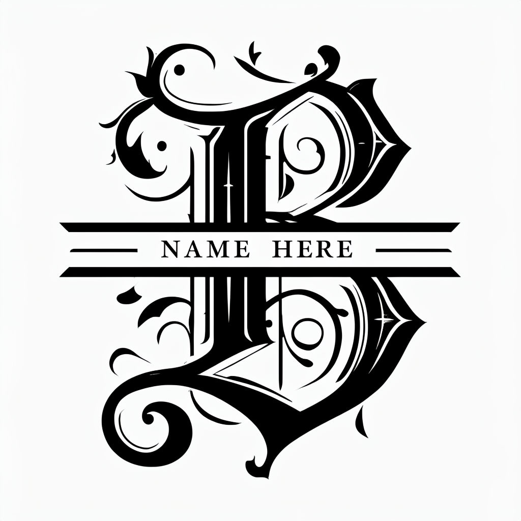 Elegant Black Letter B with Customizable Text Design Monogram