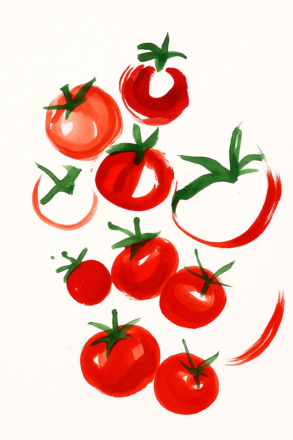 Vibrant Watercolor Tomato Cluster Art T-Shirt