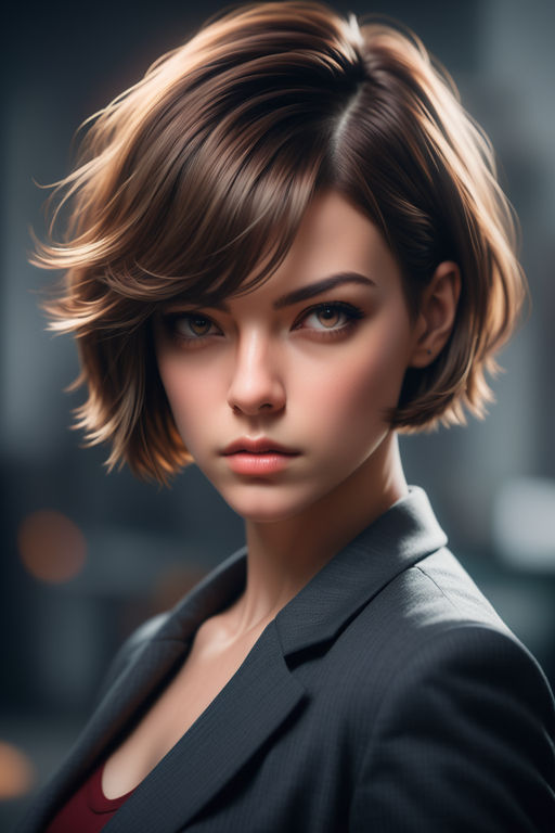 Confident woman with short hair and a determined look. by Rutika ...