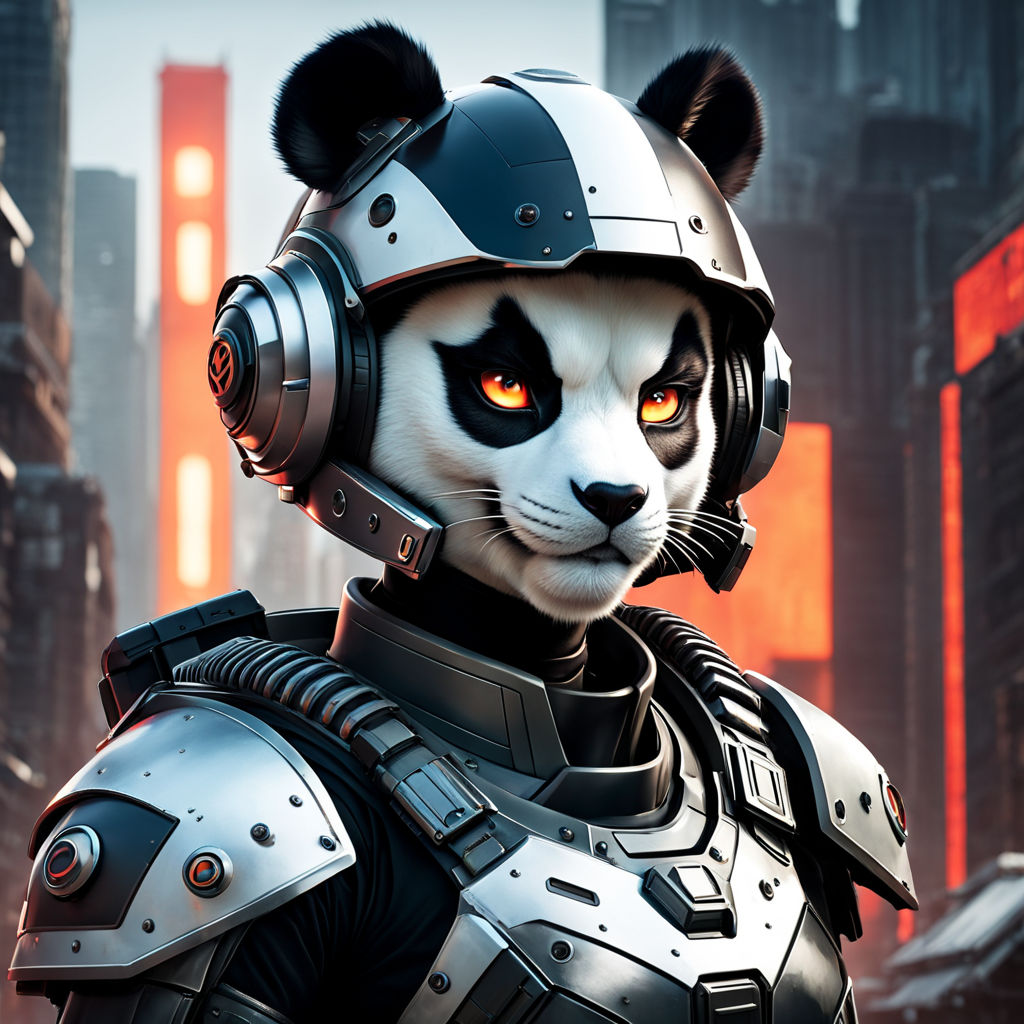 Warrior panda Kawaii cyborg