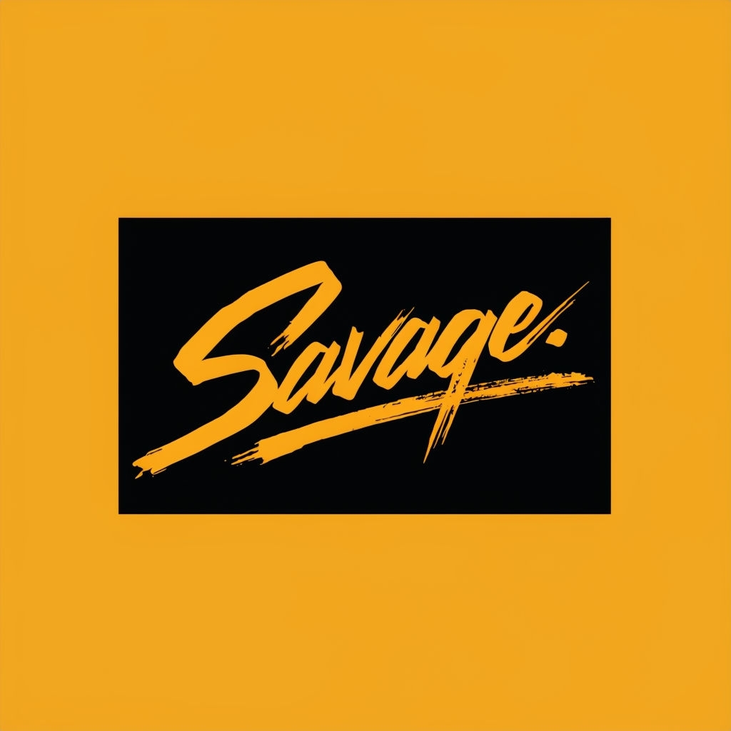 Bold Amber Yellow 'Savage' Cursive Logo Design