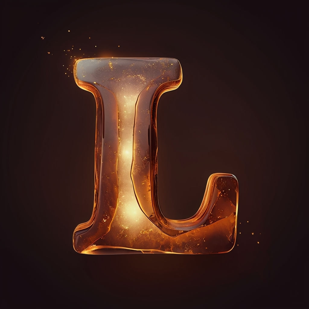 Elegant Amber Letter L Monogram with Glowing Luminescence Monogram