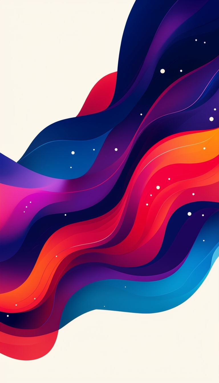 Vibrant Abstract Fluid Shapes Artwork on Cream Background Mobile Wallpaper