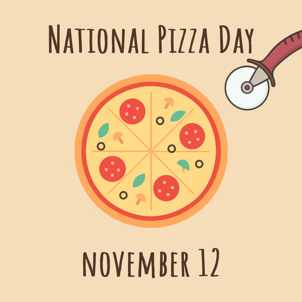Festive National Pizza Day Celebration Illustration for Instagram Posts