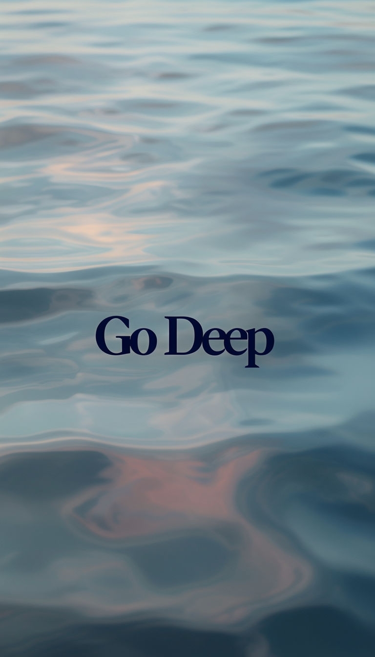 Calm Water Reflection with Motivational Quote Go Deep Social Media Post