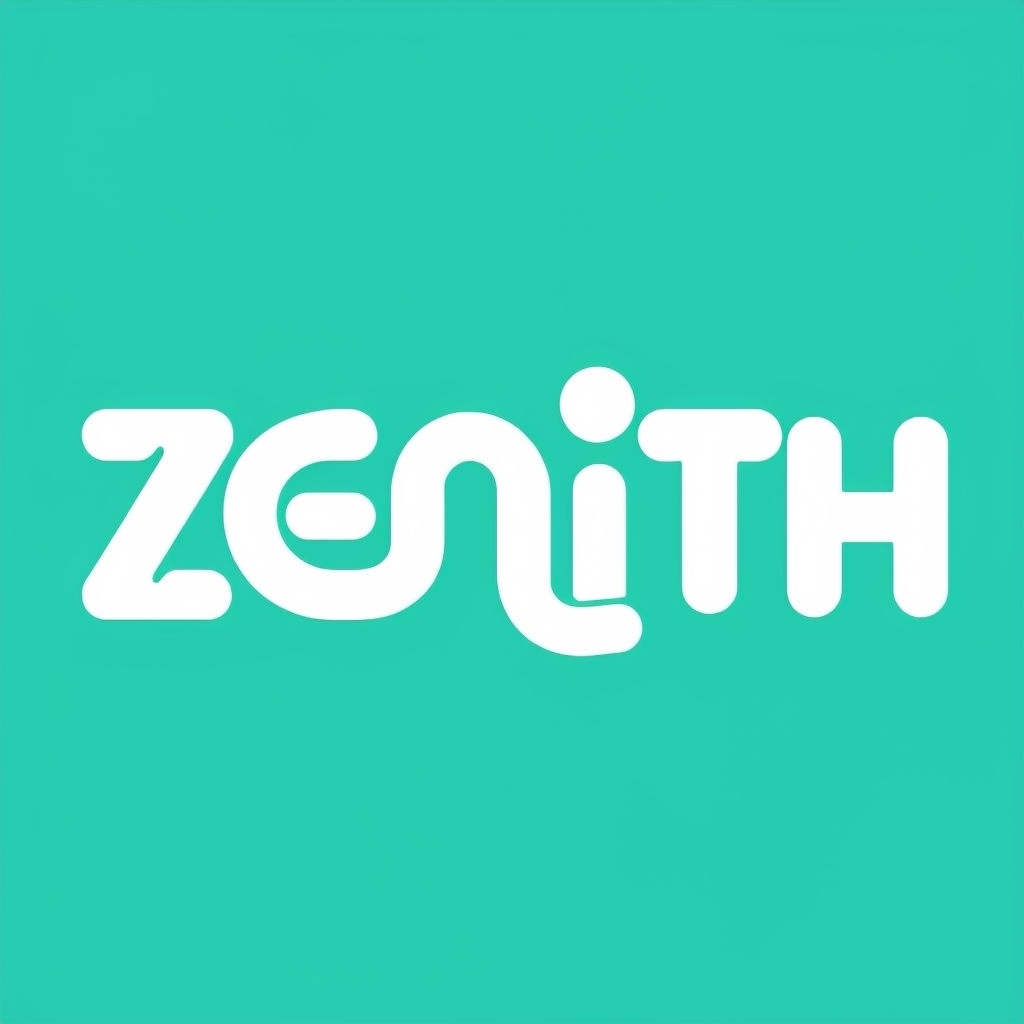 Modern Clean Typographic Zenith Logo on Vibrant Turquoise Background