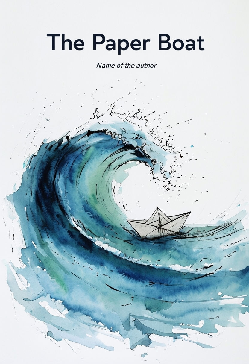 Dynamic Watercolor Wave with Paper Boat EBook Cover