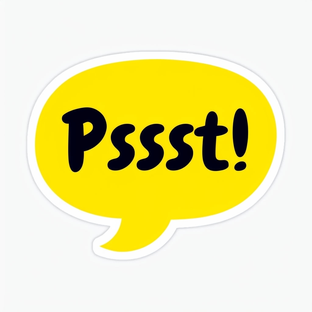 Vibrant Yellow Pssst Speech Bubble with Handwritten Text Sticker