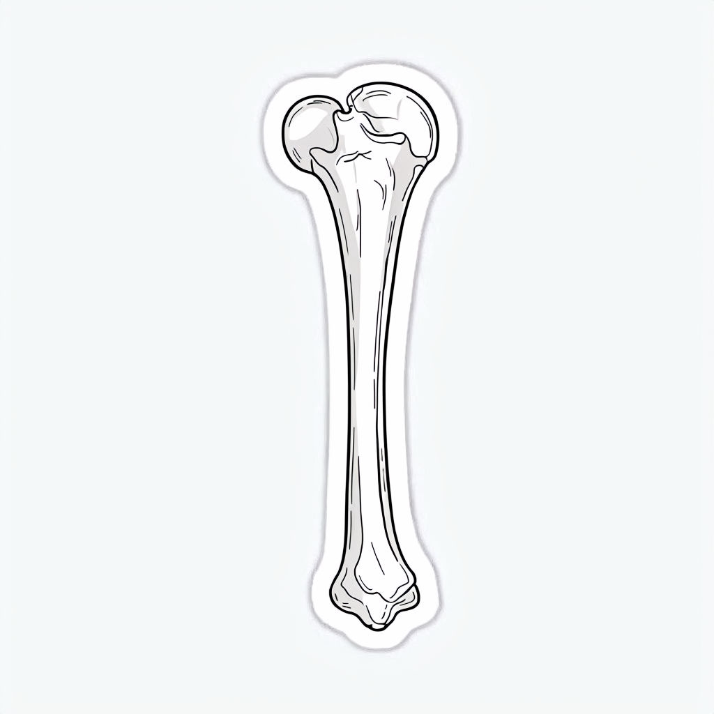 Stylized Humerus Bone Line Art with Soft Colors Sticker