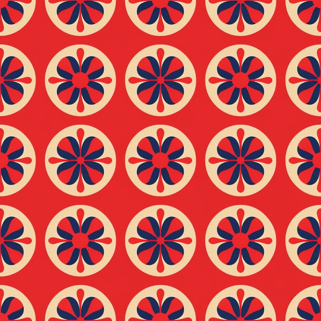 Vibrant Retro Flower Pattern with Bold Colors Seamless Pattern