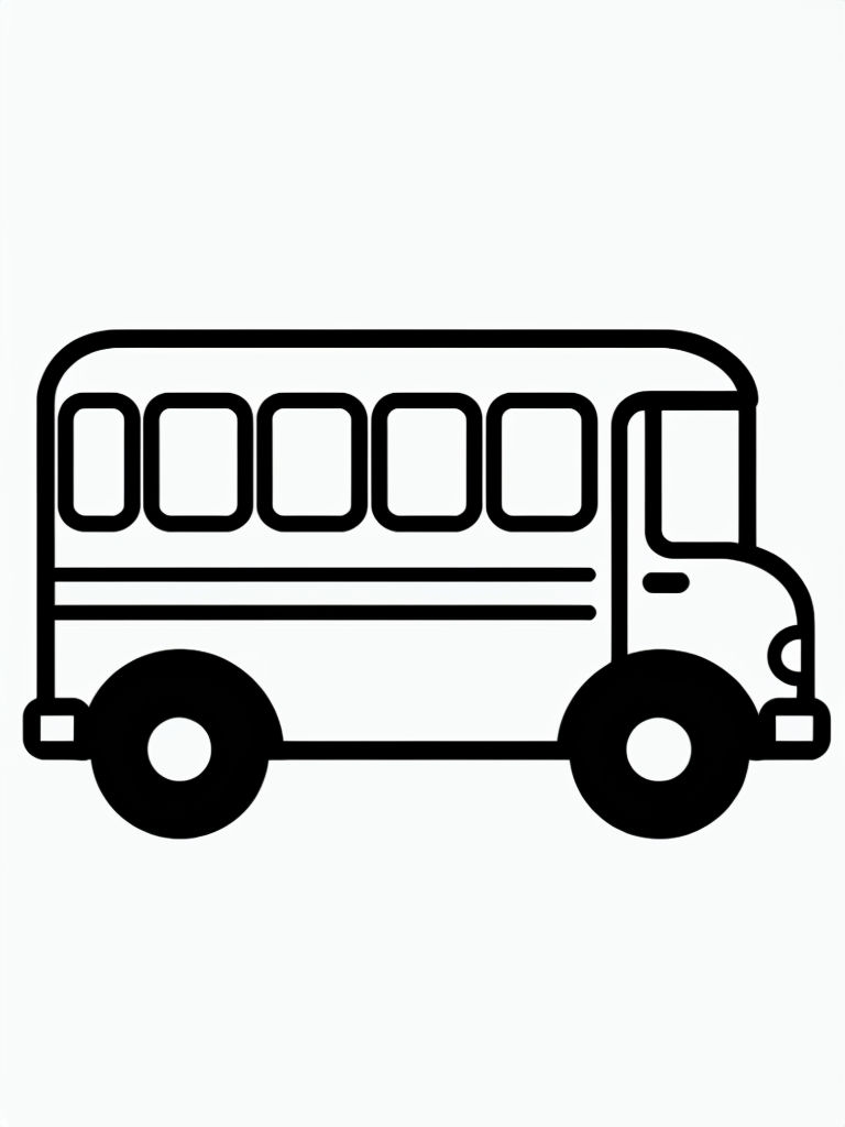 Cartoonish Simple Bus Drawing for Kids Coloring Book Pages