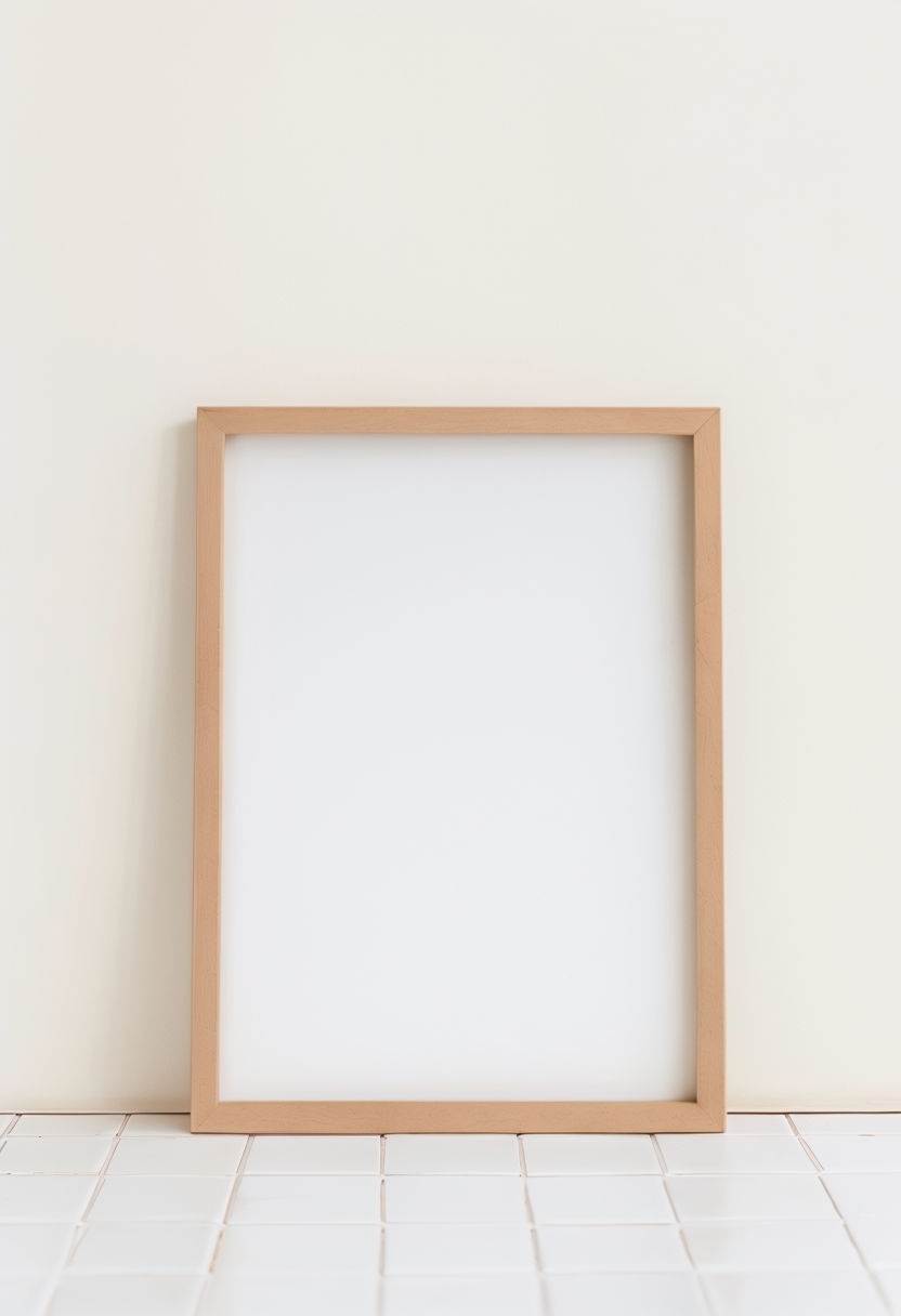 Minimalist Wooden Frame with Blank Paper Photo Mockup