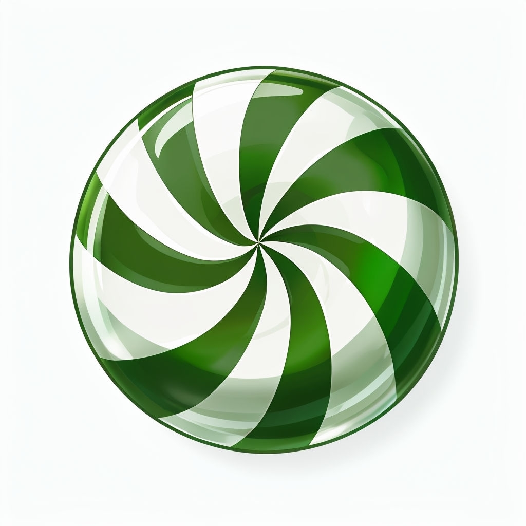 Circular Army Green and White Peppermint Candy Illustration Sticker