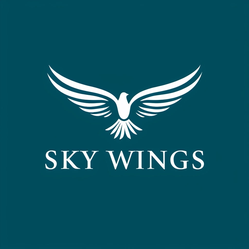 Minimalist White Bird in Flight Sky Wings Logo Design