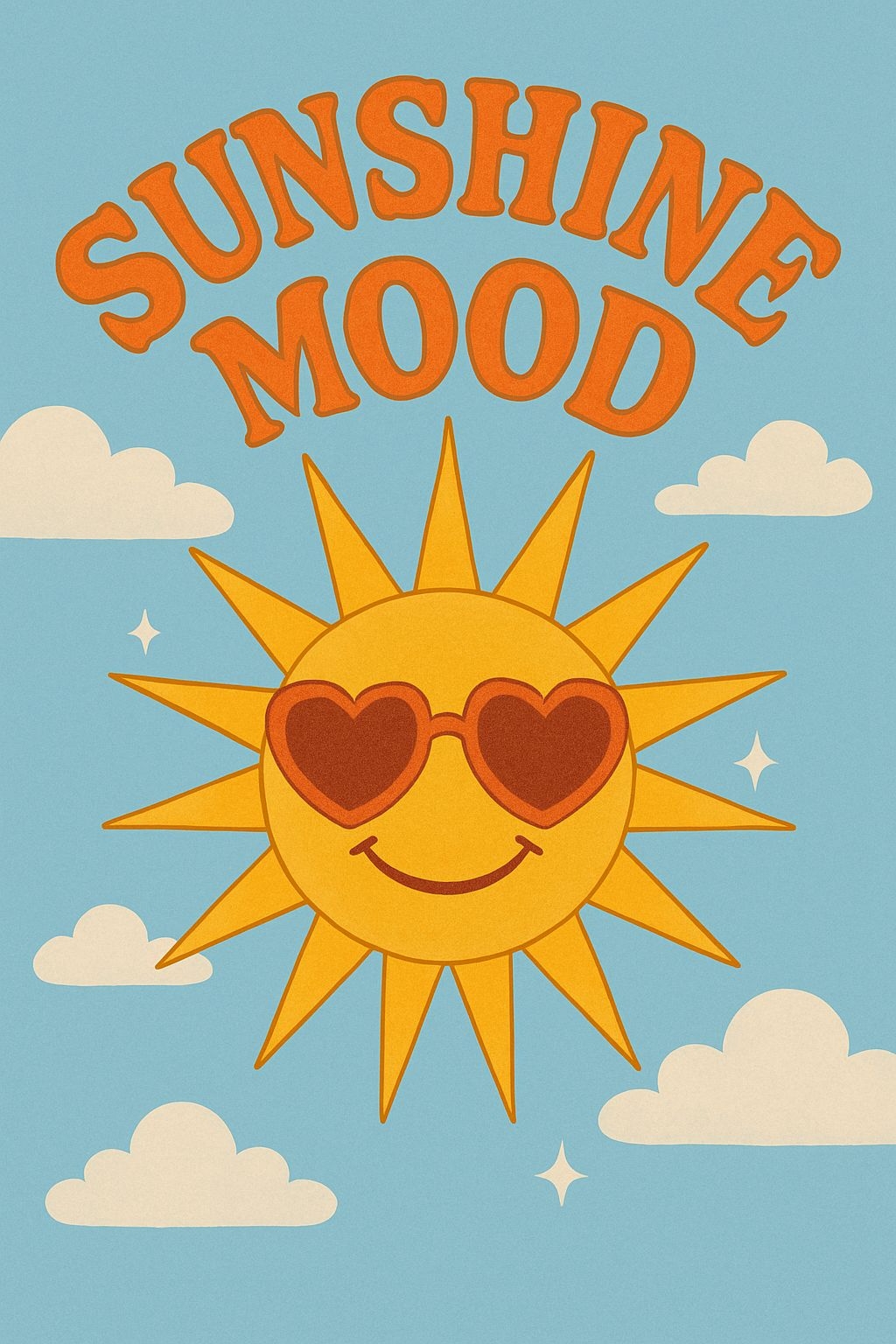 Cheerful Cartoon Sunshine Mood with Heart Sunglasses Poster