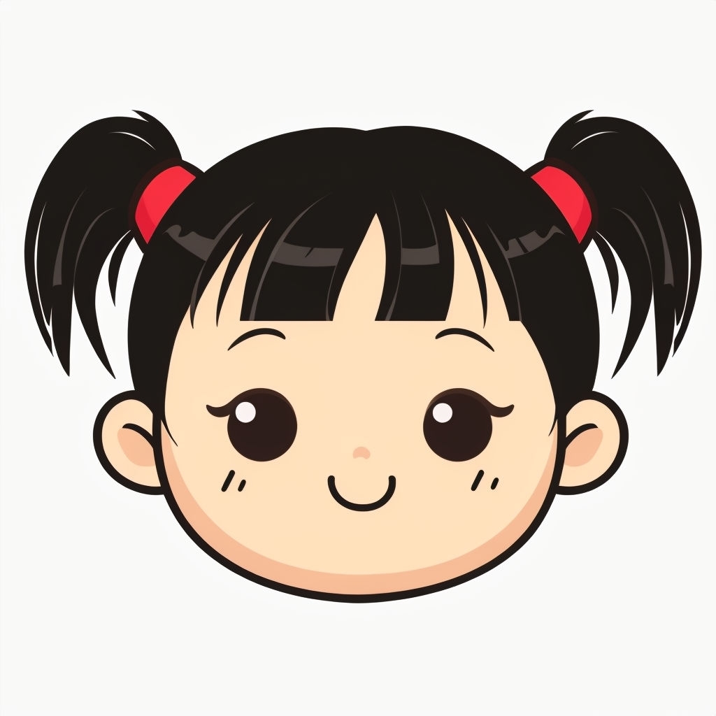 Ultra-Cute Kawaii Girl Face Cartoon Illustration Sticker