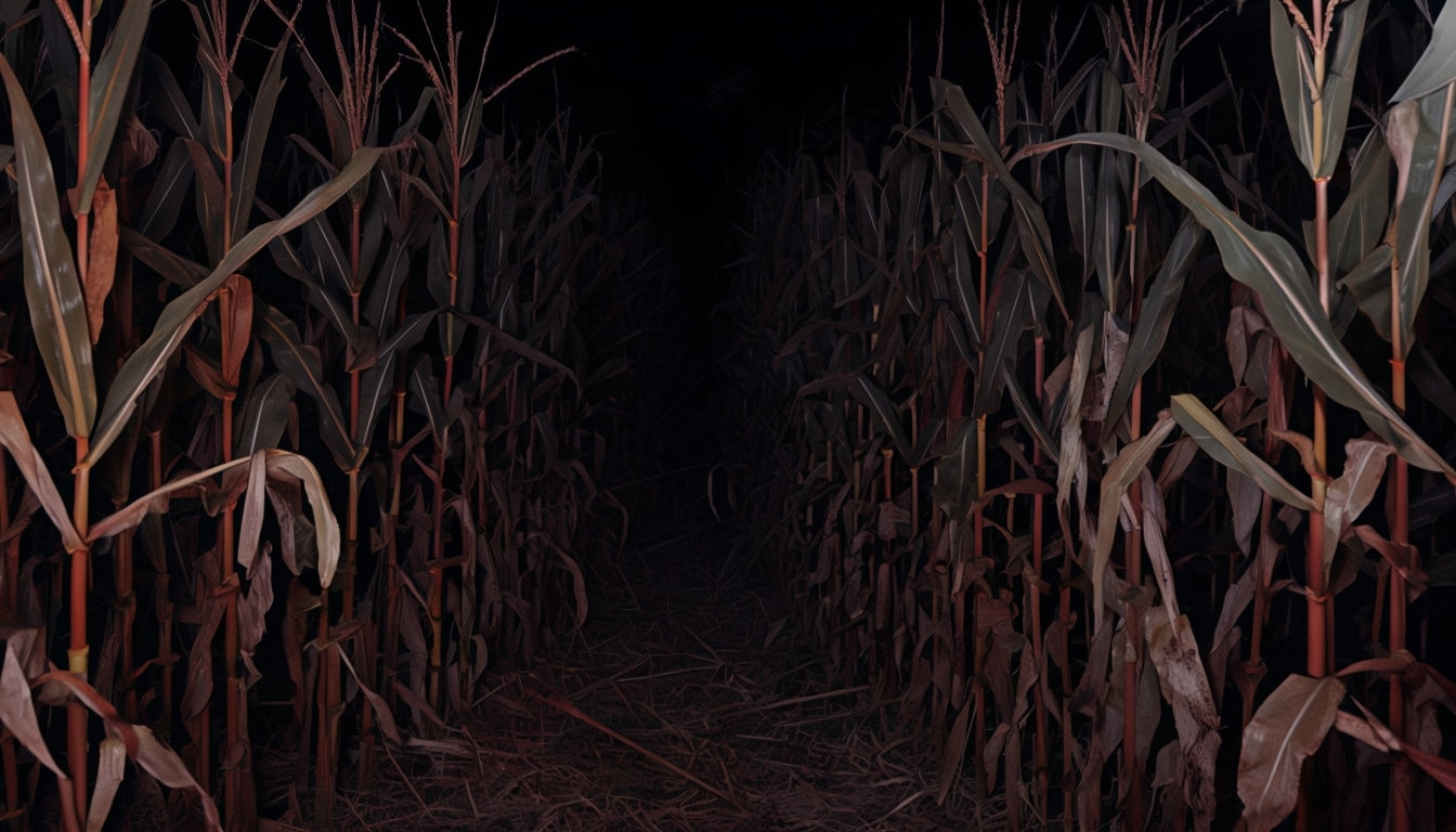 Eerie Nighttime Cornfield Photography for Dark Virtual Backgrounds