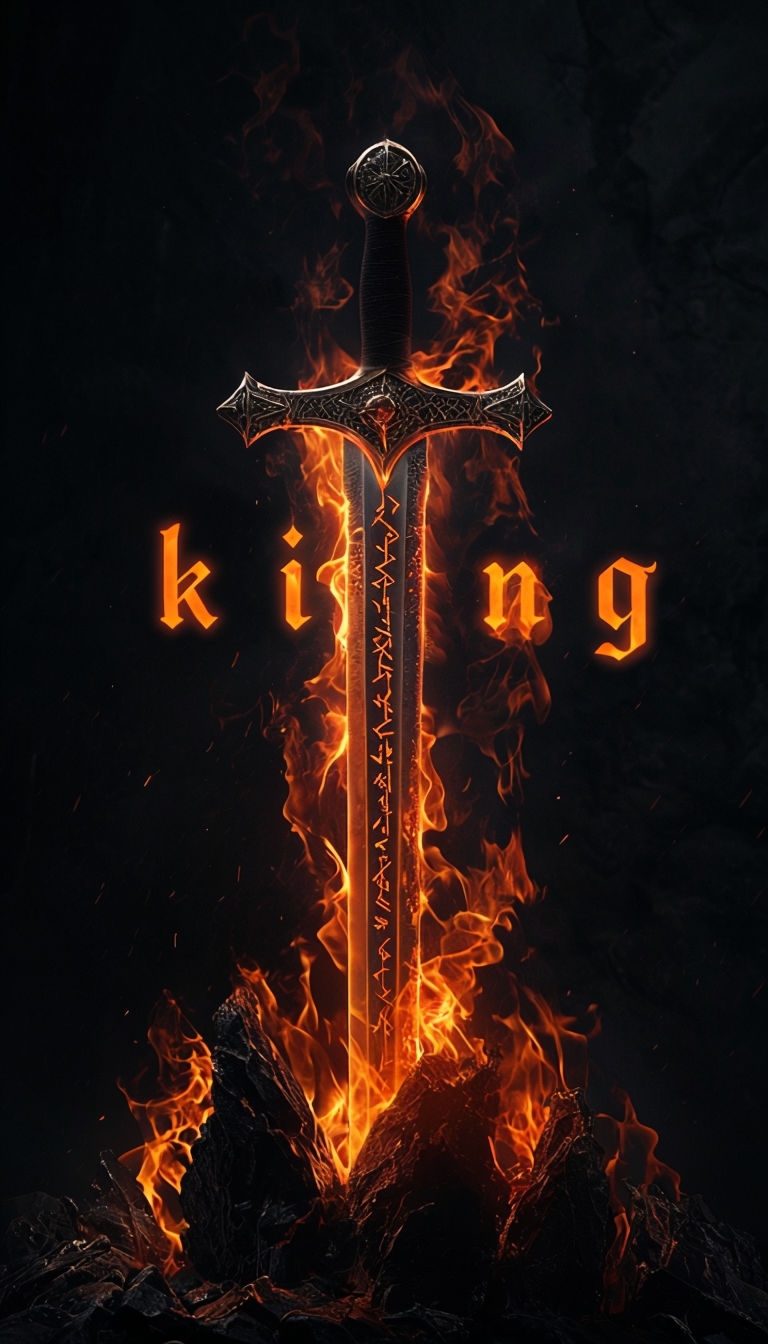 Epic Sword in Flames Fantasy Artwork Mobile Wallpaper
