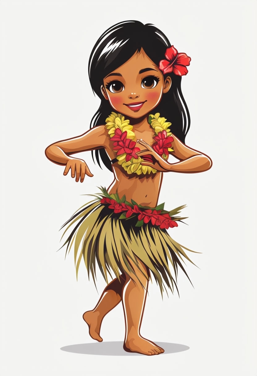 Cute Native Hawaiian Girl Performing Hula Dance T-Shirt