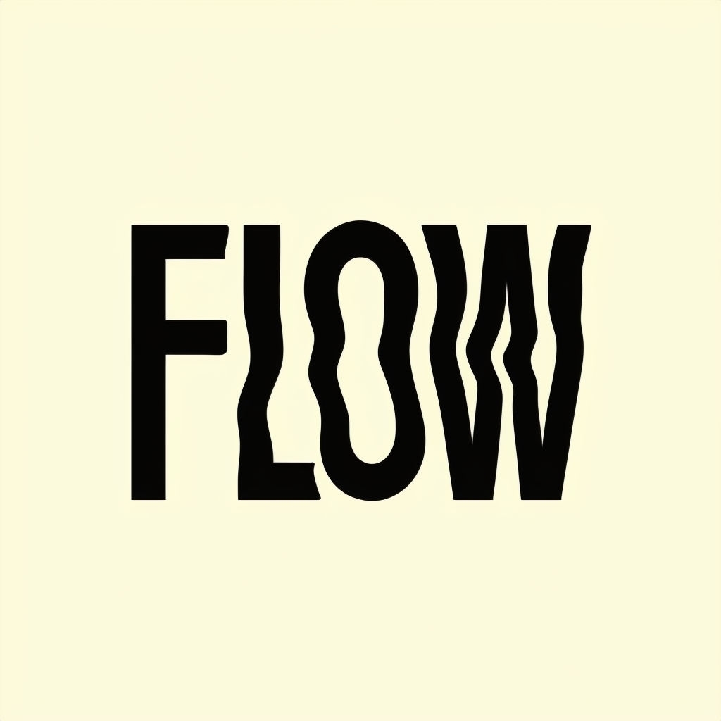 Minimalist Distorted Typography Design with the Word FLOW T-shirt