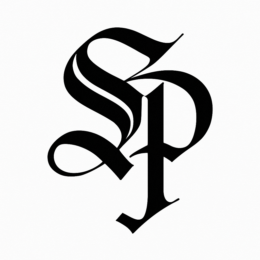 Ornate Black Calligraphic SP Monogram Design Sticker