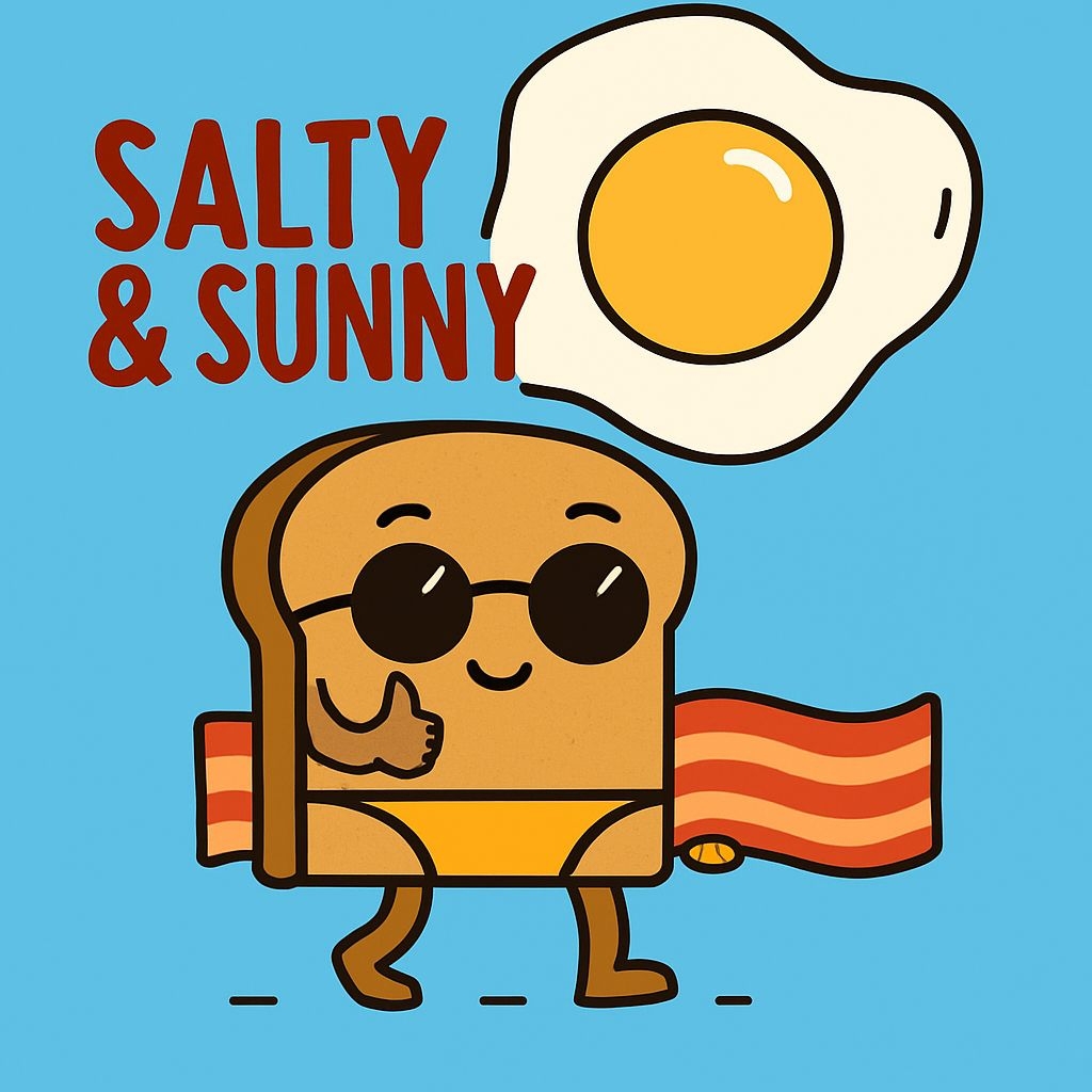 Cheerful Salty & Sunny Breakfast Cartoon T-Shirt