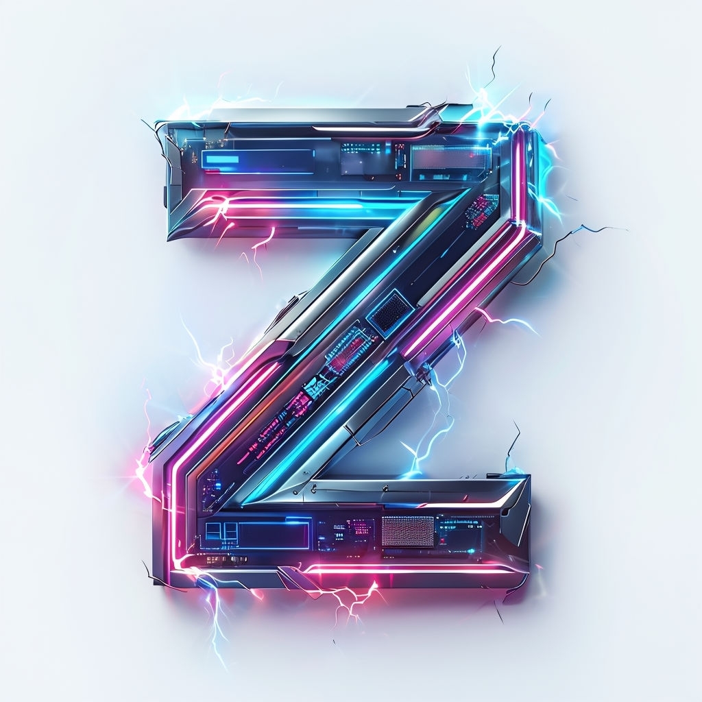 Futuristic Neon 'Z' Cyberpunk Monogram Design